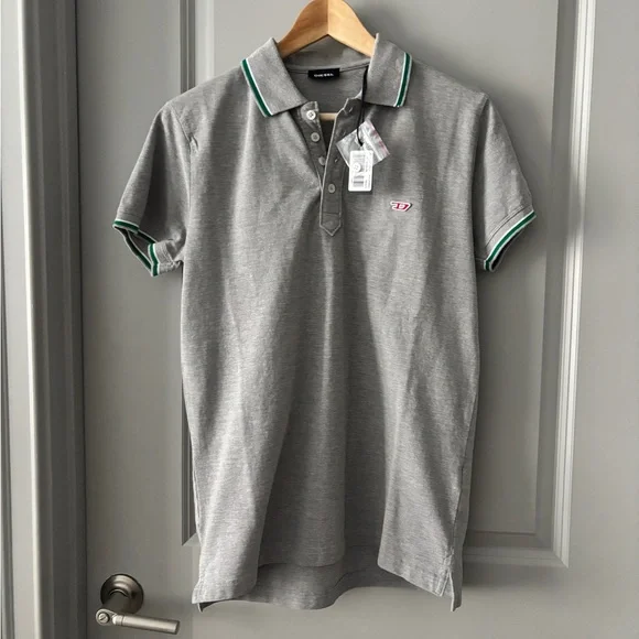 NWT Diesel T-Randy Cotton Piquet Gray Polo Shirt - Picture 1 of 7